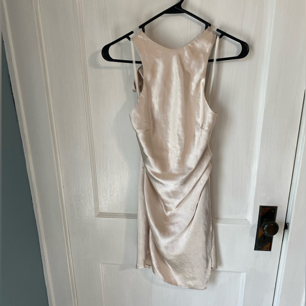 Hello Molly Champagne open back mini dress
